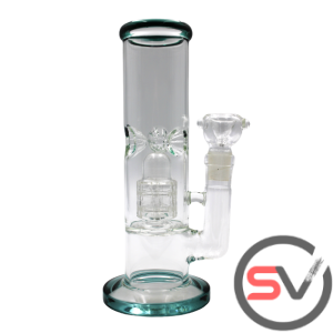 CYLINDER WATER PIPE WITH ICE CATCHER GREEN 8inch